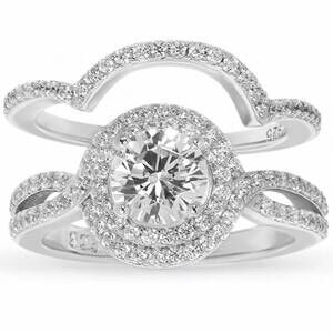 NEW STARLETTE women's eliza engagement ring set in silver